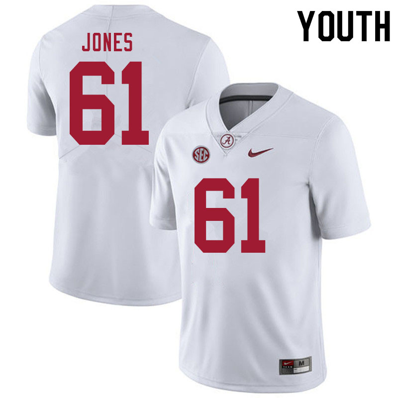 Youth #61 Nathan Jones Alabama White Tide College Football Jerseys Sale-White
